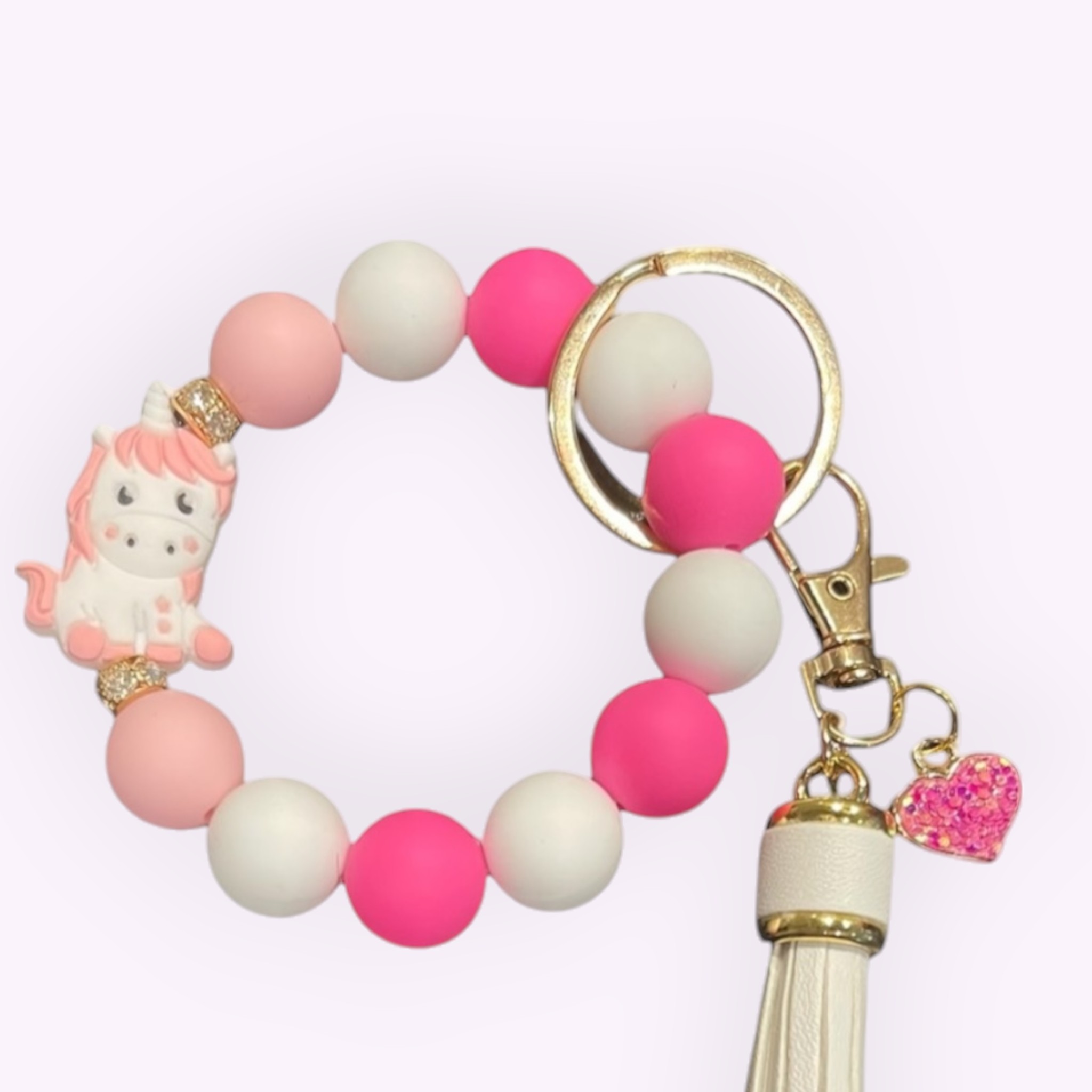 Wristlet rose met wit extra smal met eenhoorn - Afbeelding 2