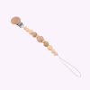 Speenkoord van siliconen en hout in beige tinten – babyveilig accessoire met houten clip en kralen