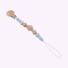 Speenkoord van siliconen en hout in mint groene tinten – babyveilig accessoire met houten clip en kralen