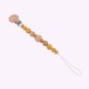 Speenkoord van siliconen en hout in mosterdgele tinten – babyveilig accessoire met houten clip en kralen