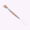 Speenkoord van siliconen en hout in mistblauwe tinten – babyveilig accessoire met houten clip en kralen