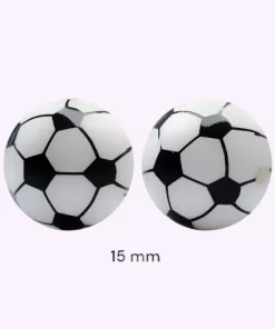 Zwart-witte siliconen voetbal kralen van 15 mm – ideaal voor DIY sleutelhangers of sieraden met sportthema